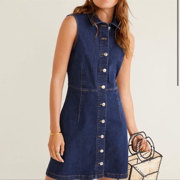 Mango Denim Sleeveless Dress - Picture 1 of 5